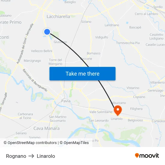 Rognano to Linarolo map