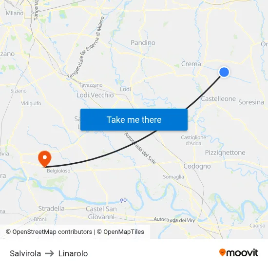 Salvirola to Linarolo map