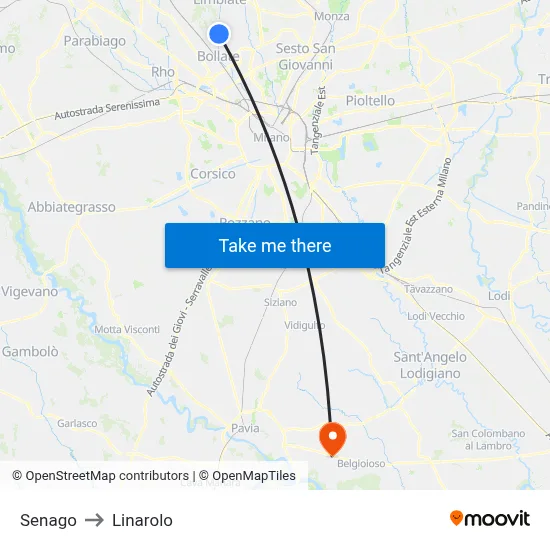 Senago to Linarolo map