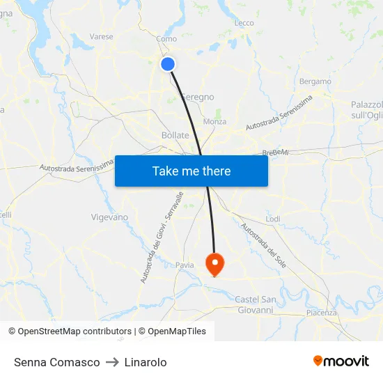 Senna Comasco to Linarolo map