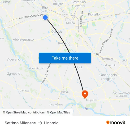 Settimo Milanese to Linarolo map