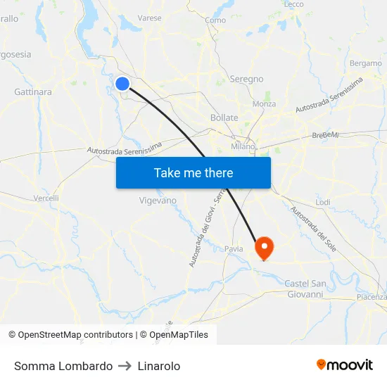 Somma Lombardo to Linarolo map