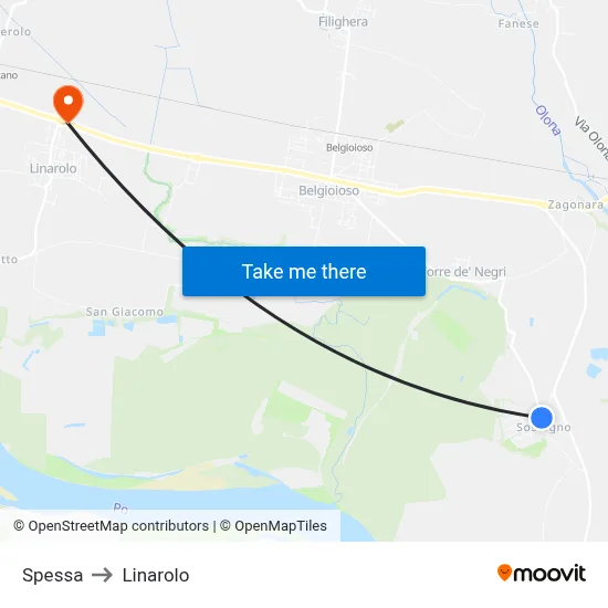 Spessa to Linarolo map