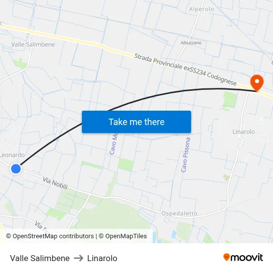 Valle Salimbene to Linarolo map