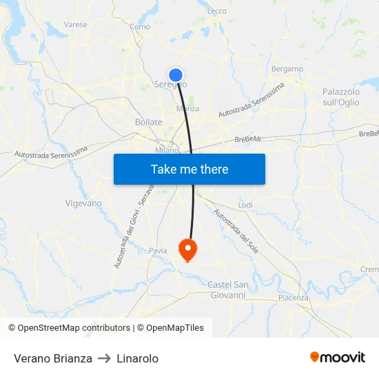 Verano Brianza to Linarolo map