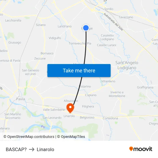 Bascap to Linarolo map