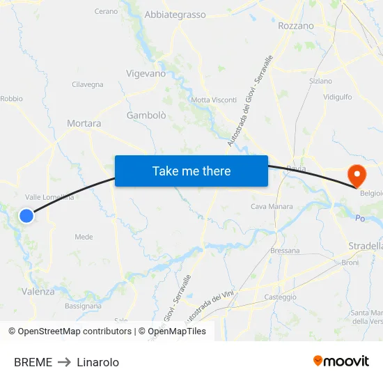 Breme to Linarolo map
