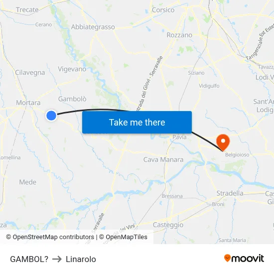 Gambol to Linarolo map