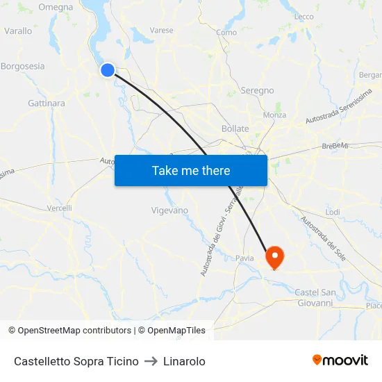 Castelletto Sopra Ticino to Linarolo map