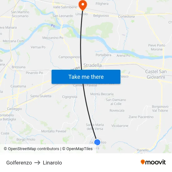 Golferenzo to Linarolo map