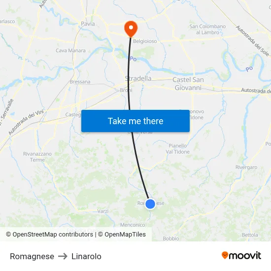 Romagnese to Linarolo map