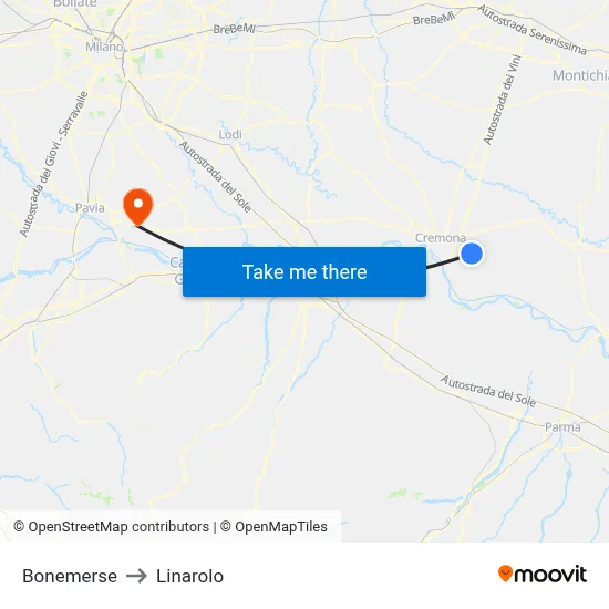Bonemerse to Linarolo map