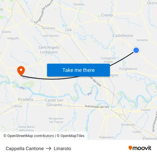 Cappella Cantone to Linarolo map