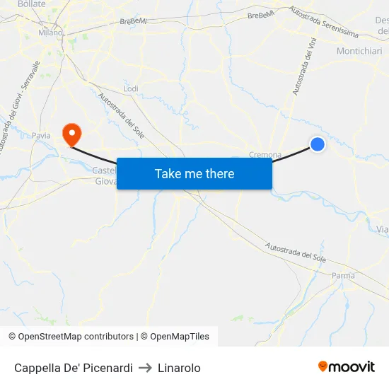 Cappella De' Picenardi to Linarolo map