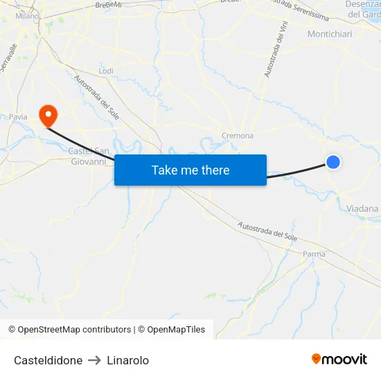 Casteldidone to Linarolo map