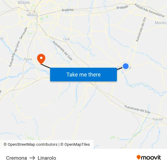 Cremona to Linarolo map