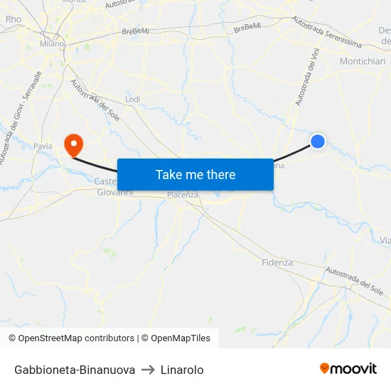 Gabbioneta-Binanuova to Linarolo map