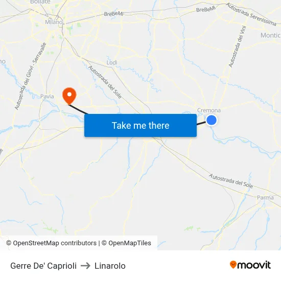 Gerre de' Caprioli to Linarolo map