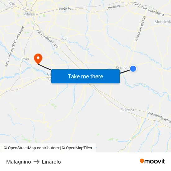 Malagnino to Linarolo map