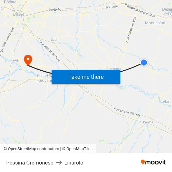 Pessina Cremonese to Linarolo map