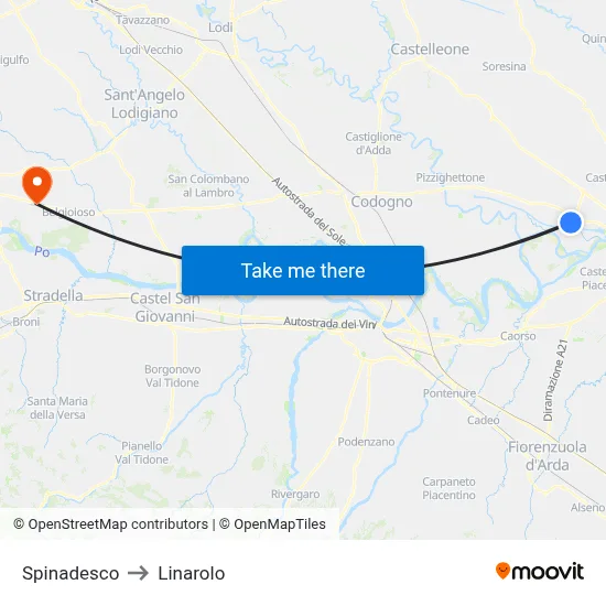 Spinadesco to Linarolo map
