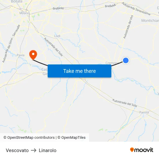 Vescovato to Linarolo map
