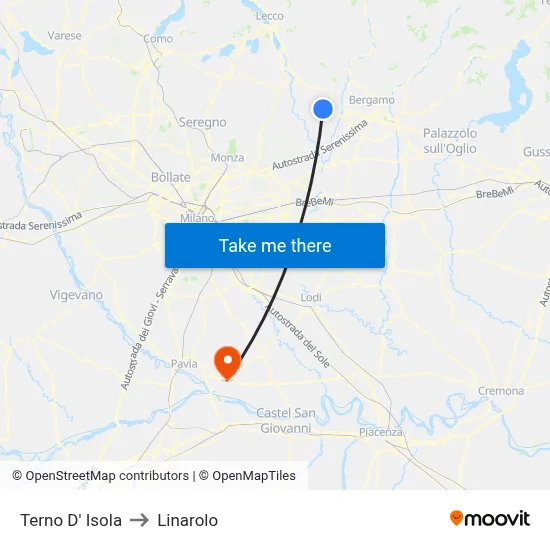 Terno D' Isola to Linarolo map
