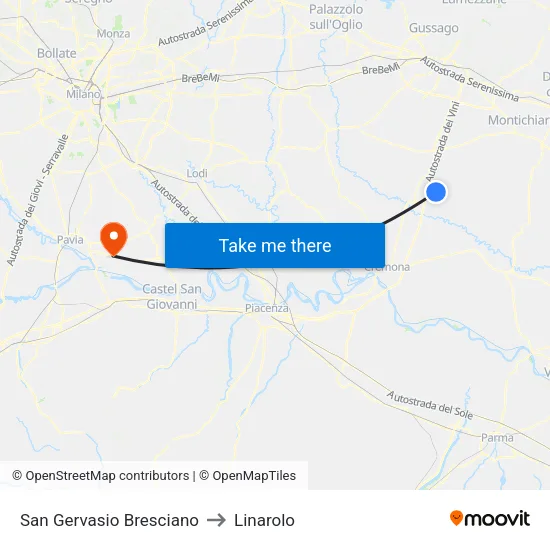 San Gervasio Bresciano to Linarolo map