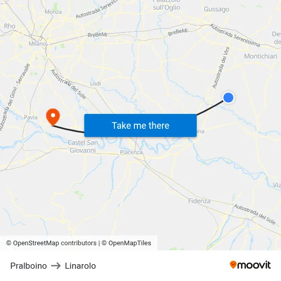 Pralboino to Linarolo map