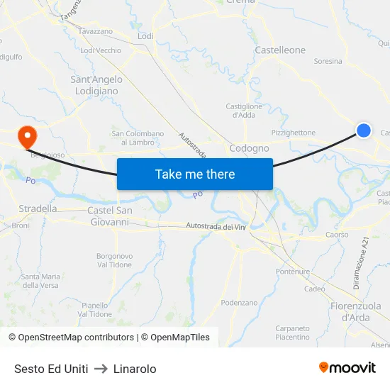 Sesto Ed Uniti to Linarolo map