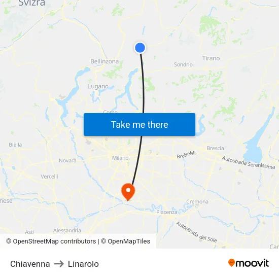 Chiavenna to Linarolo map