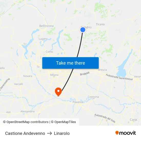 Castione Andevenno to Linarolo map
