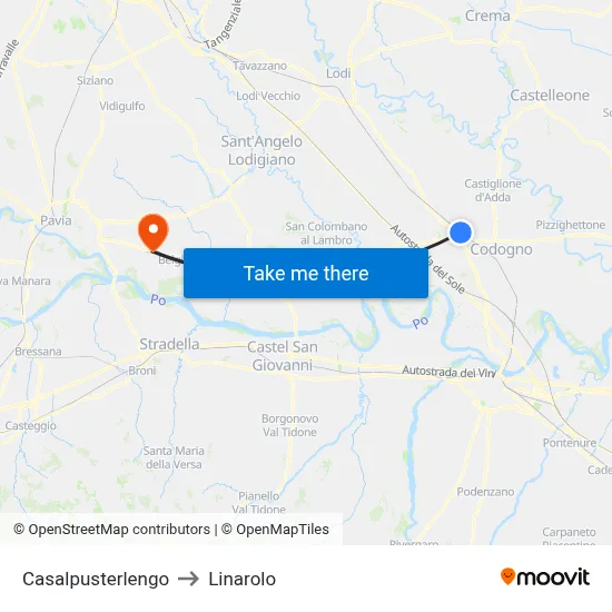 Casalpusterlengo to Linarolo map