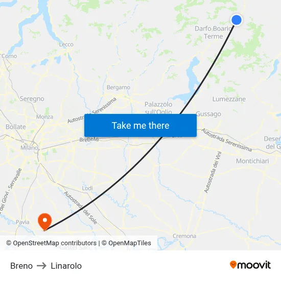 Breno to Linarolo map