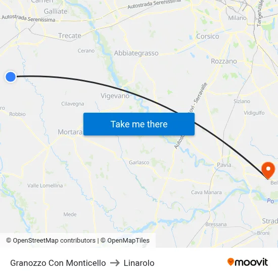 Granozzo Con Monticello to Linarolo map
