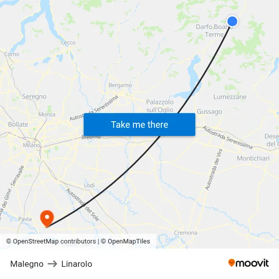 Malegno to Linarolo map
