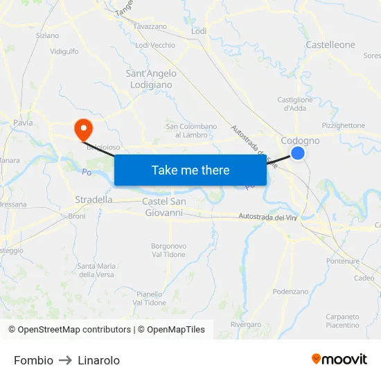 Fombio to Linarolo map