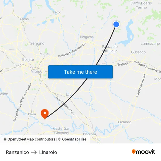 Ranzanico to Linarolo map