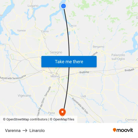 Varenna to Linarolo map
