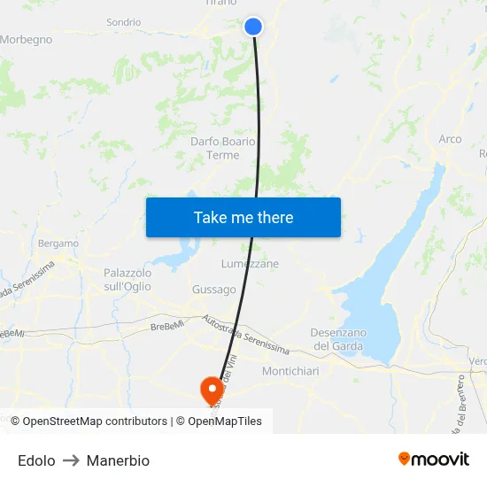 Edolo to Manerbio map