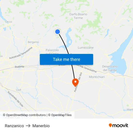 Ranzanico to Manerbio map
