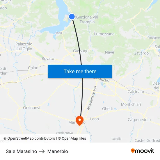 Sale Marasino to Manerbio map