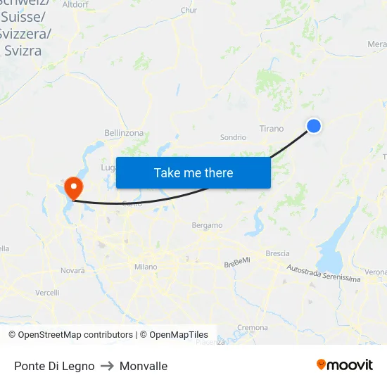 Ponte Di Legno to Monvalle map