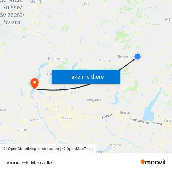 Vione to Monvalle map
