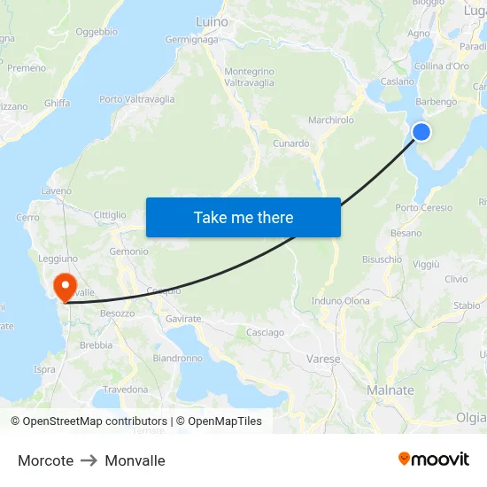 Morcote to Monvalle map