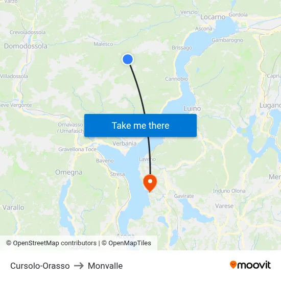 Cursolo-Orasso to Monvalle map