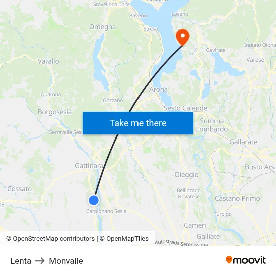 Lenta to Monvalle map