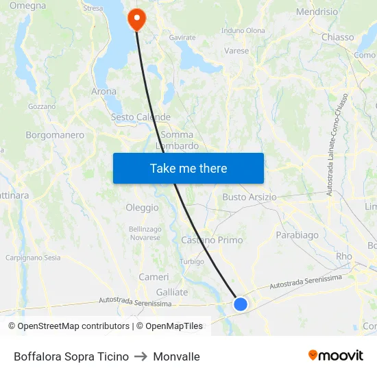 Boffalora Sopra Ticino to Monvalle map
