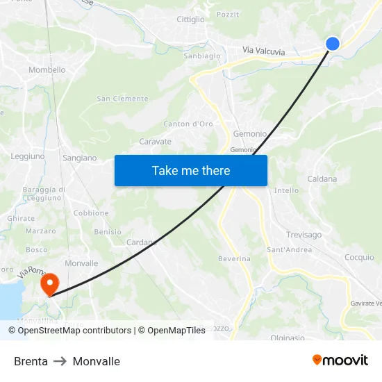 Brenta to Monvalle map