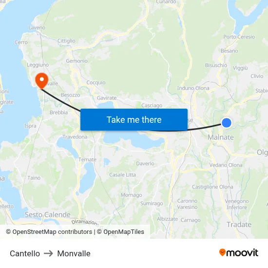 Cantello to Monvalle map